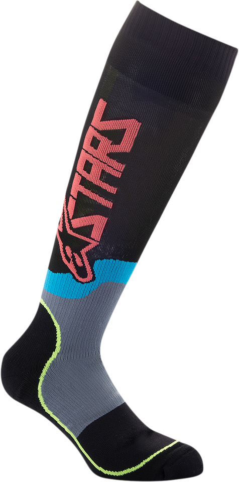 MX Plus-2 Socks - Black/Yellow Fluorescent/Coral - Medium - Lutzka's Garage