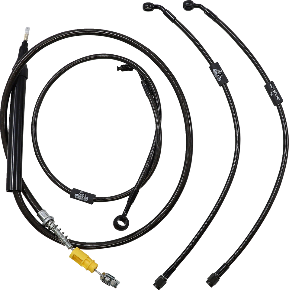 Handlebar Cable/Brake Line Kit - Quick Connect - 15" - 17" Ape Hanger Handlebars - Midnight - Lutzka's Garage