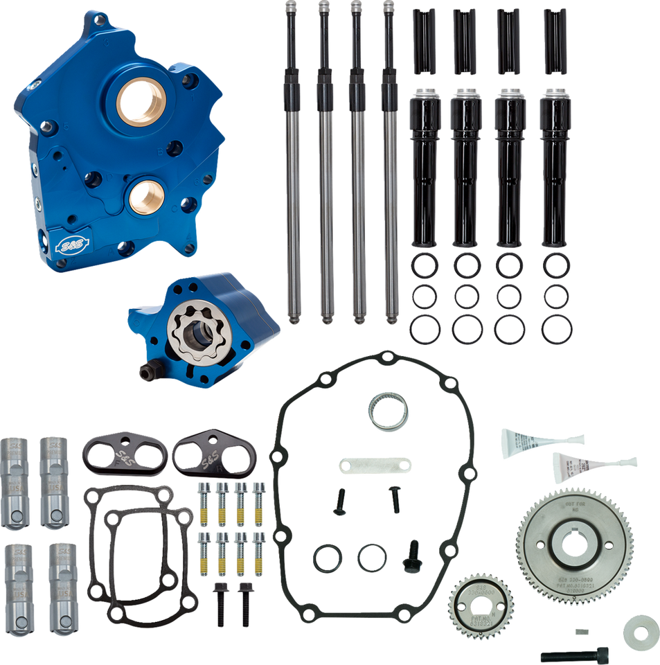 Cam Chest Kit without Cams - Gear Drive - Oil Cooled - Black Pushrods - M8