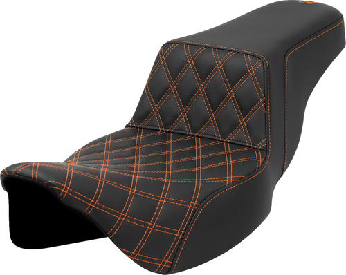 Step-Up Seat - Front Lattice Stitch - Orange Stitch - Extended Reach - FLH/FLT 08-23