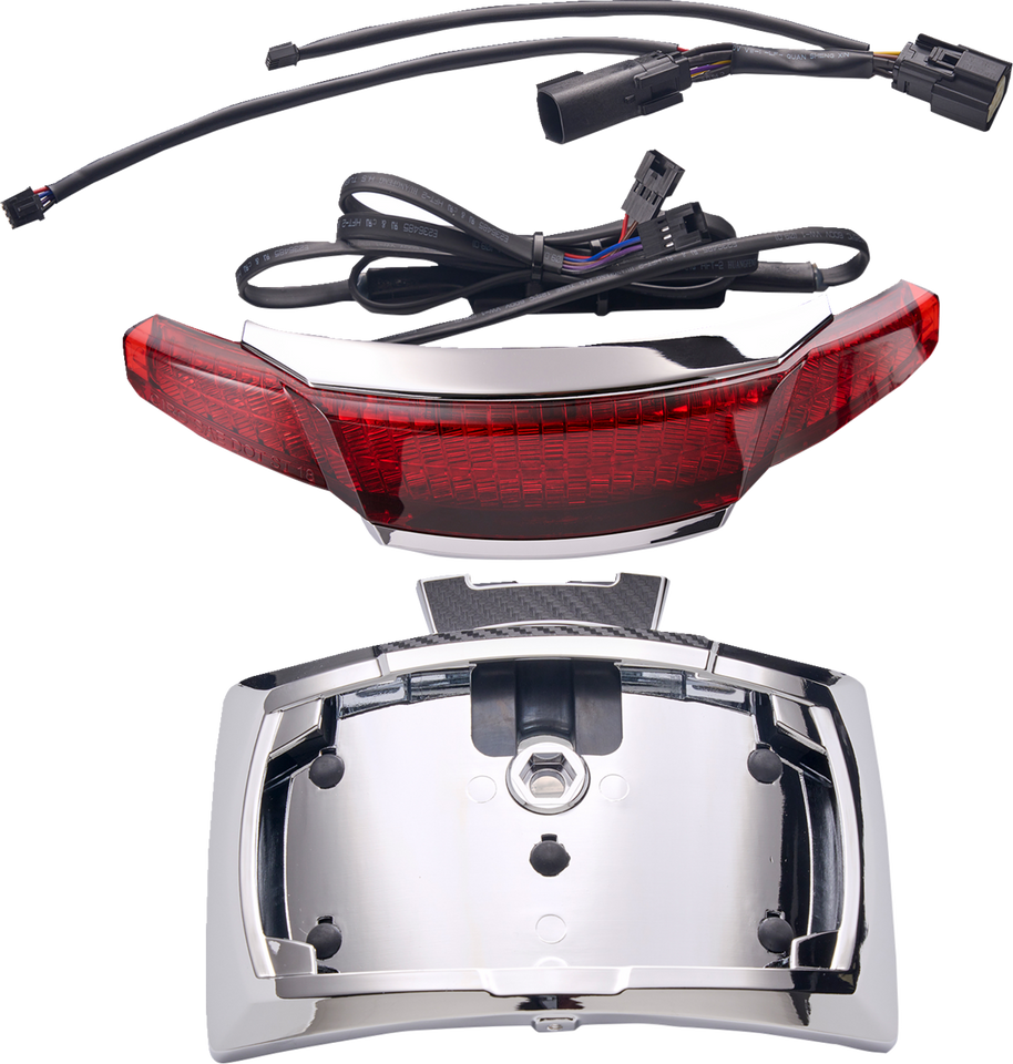 Taillight/License Plate Holder - Red Lens - Chrome - Lutzka's Garage