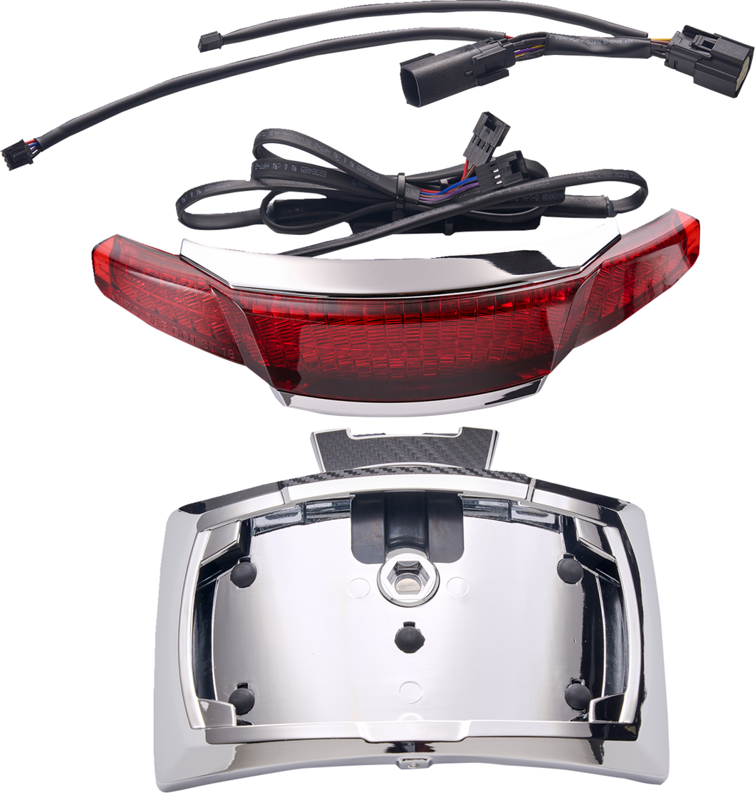 Taillight/License Plate Holder - Red Lens - Chrome - Lutzka's Garage