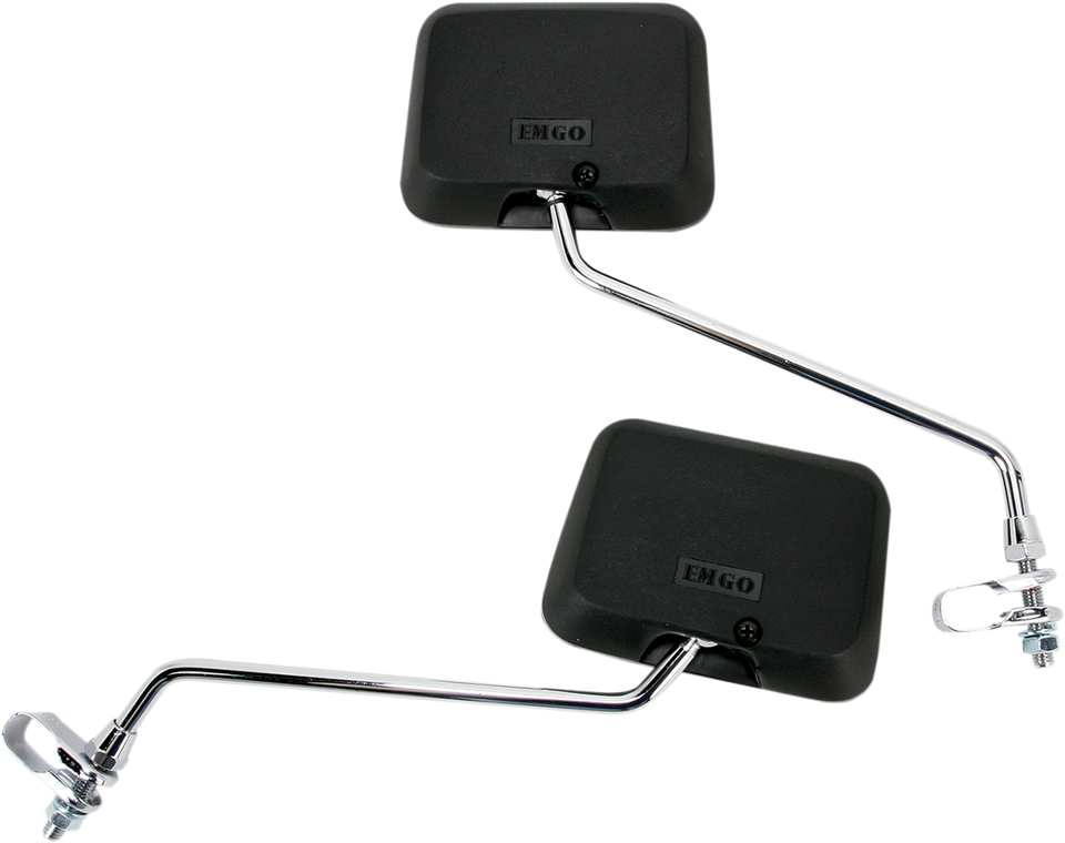 Mirror - Side View - Rectangle - Black w/Chrome Stem - Right/Left