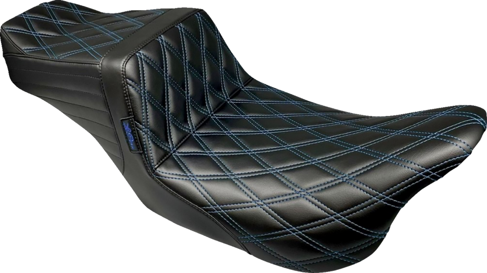 Tailwhip Seat - Double Diamond w/ Blue Thread - Black - FLH/FLT 08-23 - Lutzka's Garage
