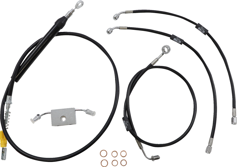 Handlebar Cable/Brake Line Kit - Quick Connect - 15" - 17" Ape Hanger Handlebars - Black Vinyl - Lutzka's Garage