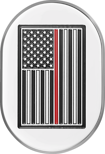 Antenna Cover - Left Rear Fender - Red Line American Flag - Chrome - Lutzka's Garage