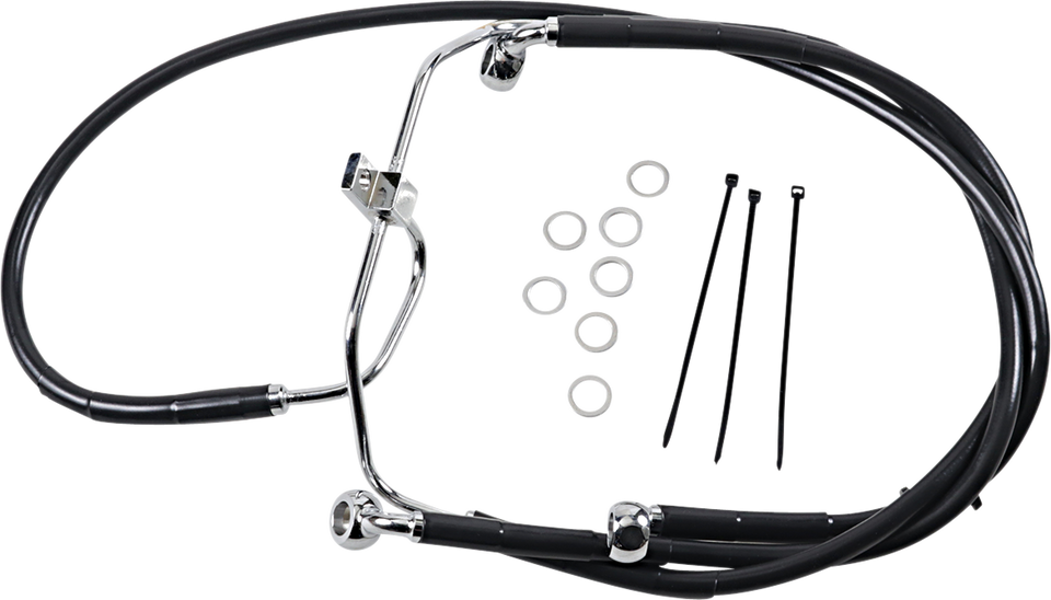 Brake Line - Front - Black - +10" - FXDF 08-17 - Lutzka's Garage