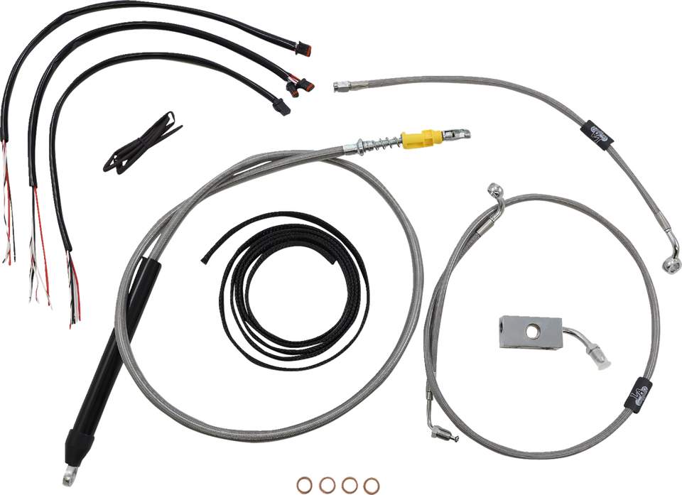Handlebar Cable/Brake Line Kit - Quick Connect - Complete - 18" - 20" Ape Hangers - Stainless - Lutzka's Garage