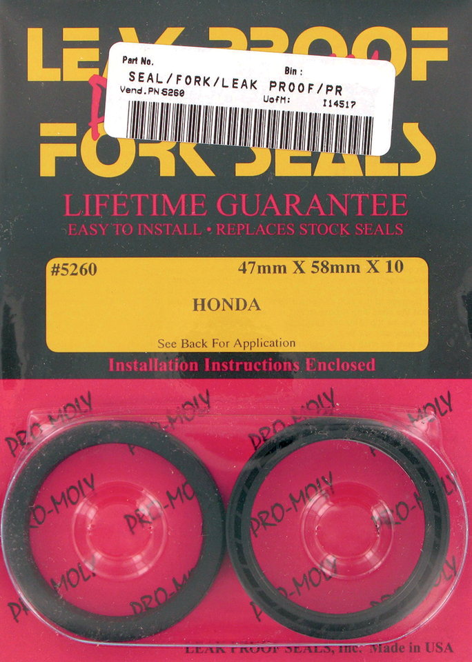 Pro-Moly Fork Seals - 47 mm ID x 58 mm OD x 10 mm T