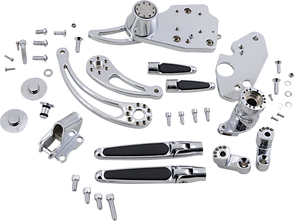 Forward Control - 14+ FLH - Chrome - Standard - Folding Rubber Inlay Pegs - Slotted Levers - Lutzka's Garage