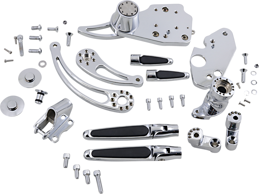 Forward Control - 14+ FLH - Chrome - Standard - Folding Rubber Inlay Pegs - Slotted Levers - Lutzka's Garage