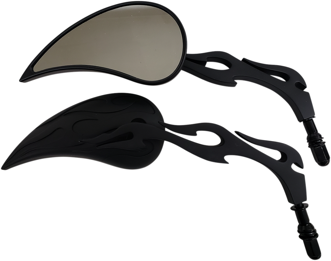Flame Billet Mirror - Black - Lutzka's Garage