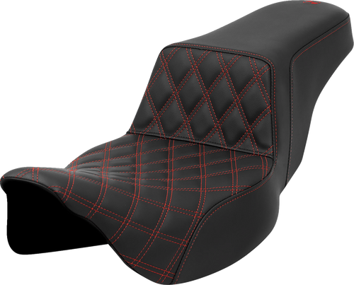 Step-Up Seat - Front Lattice Stitch - Red Stitch - Extended Reach - FLH/FLT 08-23