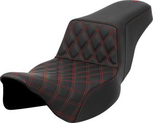 Step-Up Seat - Front Lattice Stitch - Red Stitch - Extended Reach - FLH/FLT 08-23