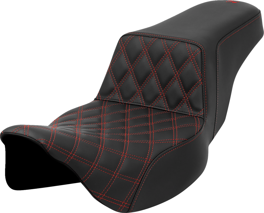 Step-Up Seat - Front Lattice Stitch - Red Stitch - Extended Reach - FLH/FLT 08-23