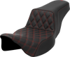 Step-Up Seat - Front Lattice Stitch - Red Stitch - Extended Reach - FLH/FLT 08-23