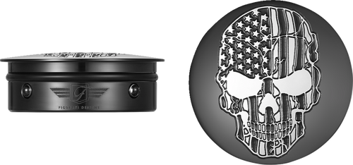 Swing Arm Covers - Contrast Cut - American Flag Skull - Custom - Black - Lutzka's Garage