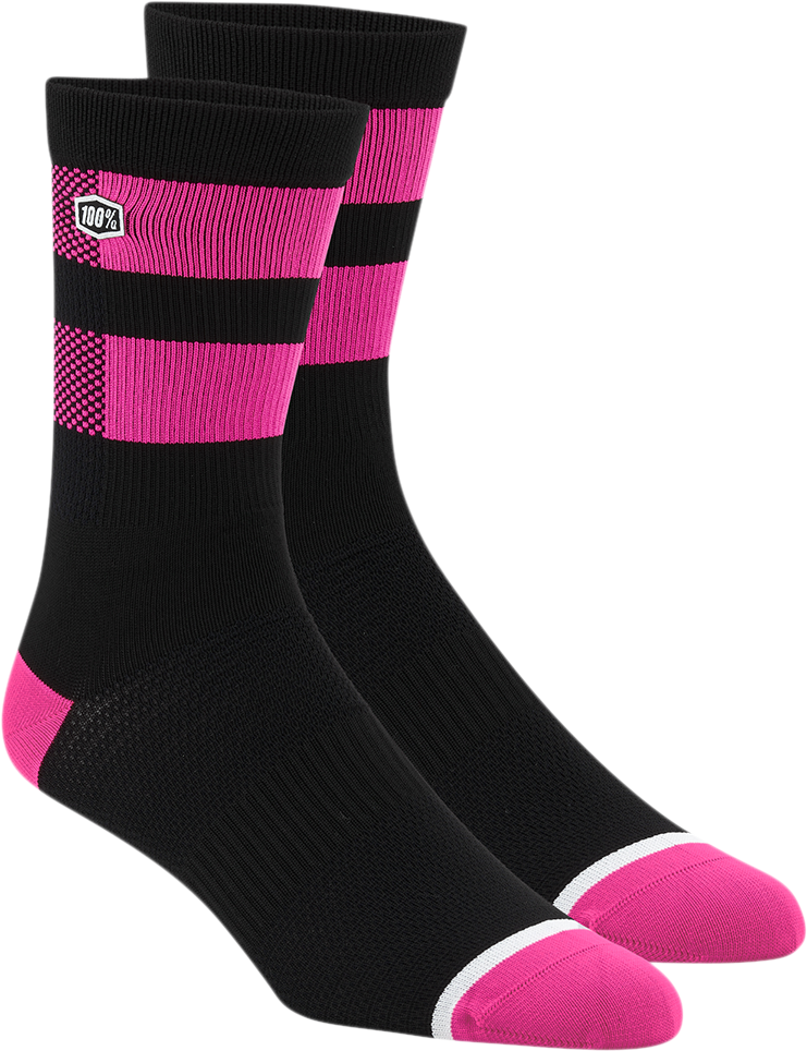 Flow Socks - Black/Fluorescent Pink - Large/XL - Lutzka's Garage