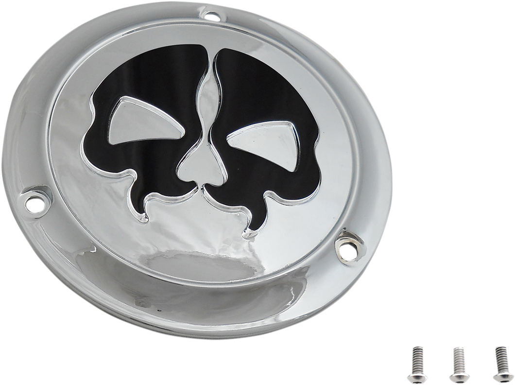 Split Skull Derby Cover - Chrome - 3-Hole - Lutzka's Garage