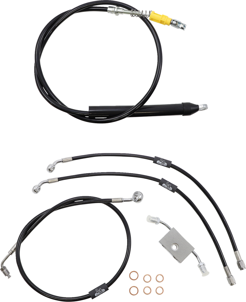 Handlebar Cable/Brake Line Kit - Quick Connect - 18" - 20" Ape Hanger Handlebars - Black Vinyl - Lutzka's Garage