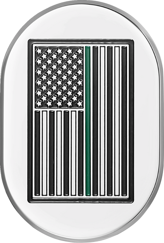 Antenna Cover - Left Rear Fender - Green Line American Flag - Chrome - Lutzka's Garage