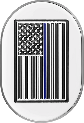 Antenna Cover - Left Rear Fender - Blue Line American Flag - Chrome - Lutzka's Garage