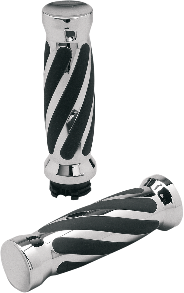 Grips - Twisted - Rubber - Cable - Chrome - Lutzka's Garage