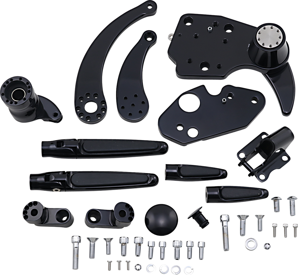 Forward Control - 14+ FLH - Black Anodized - Standard - Folding Rubber Inlay Pegs - Solid Lever - Lutzka's Garage