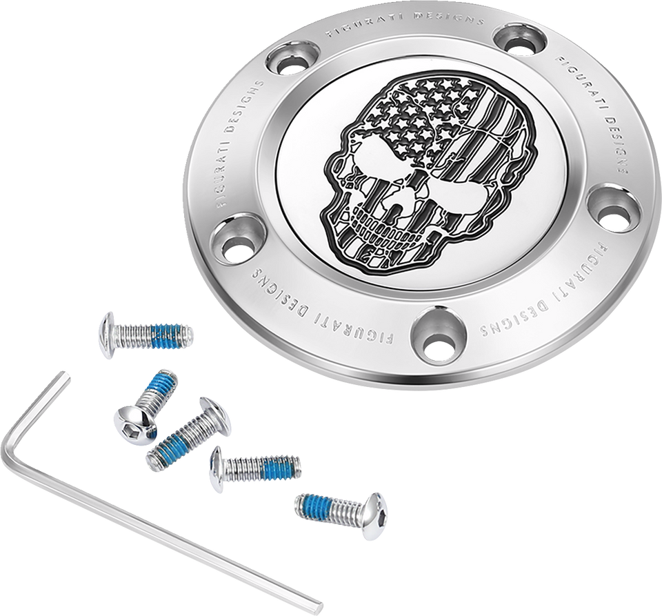 Timing Cover - 5 Hole - Skull - Contrast Cut - Stainless Steel - Lutzka's Garage