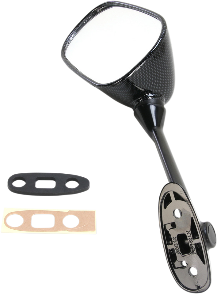 Mirror - Side View - Black/Carbon Fiber - Rectangle - Left - Suzuki