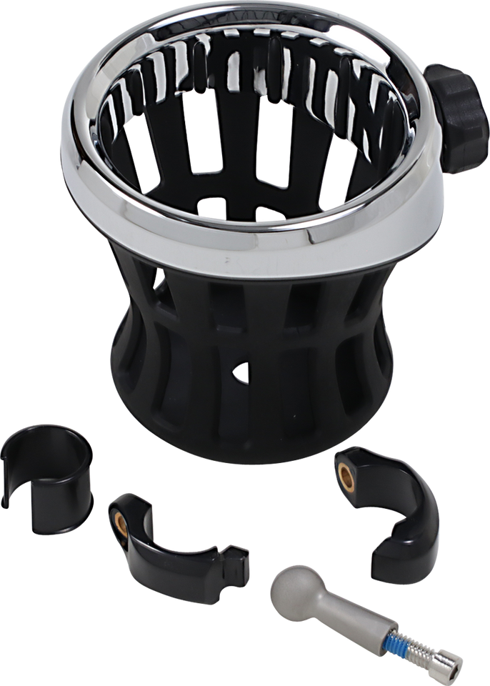 Drink Holder - 7/8" & 1" Handlebar Mount - Chrome/Black Clamp