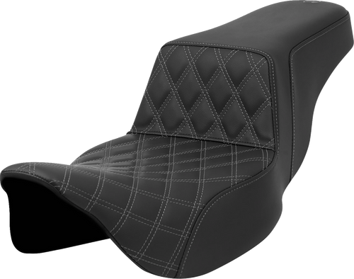 Step-Up Seat - Front Lattice Stitch - Gray Stitch - Extended Reach - FLH/FLT 08-23
