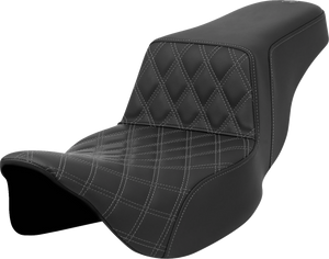 Step-Up Seat - Front Lattice Stitch - Gray Stitch - Extended Reach - FLH/FLT 08-23