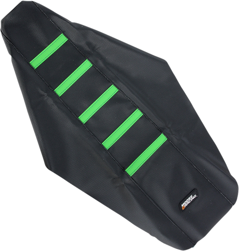 Ribbed Seat Cover - Black Cover/Green Ribs - Kawasaki