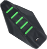 Ribbed Seat Cover - Black Cover/Green Ribs - Kawasaki