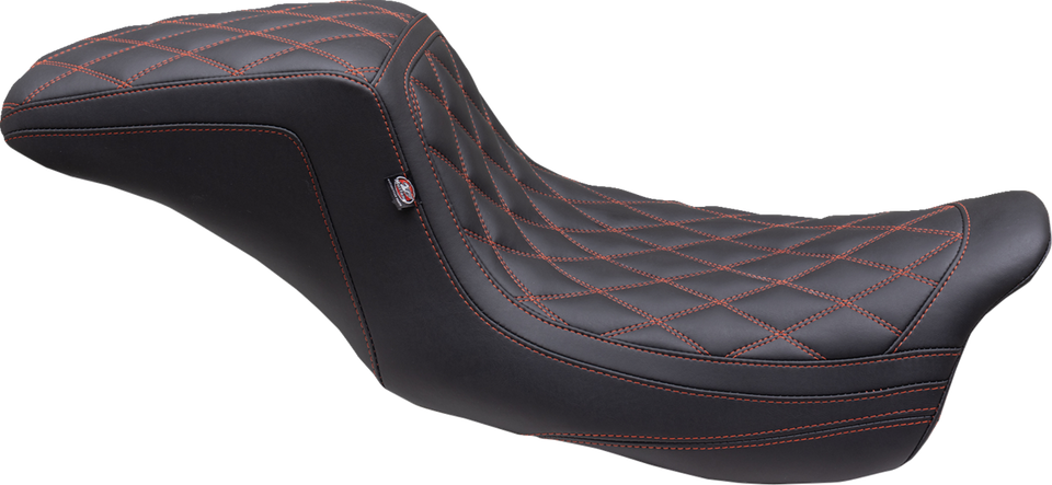 One Piece 2-Up Squareback Seat - Double Diamond - American Beauty Red/Orange Stitch - FL 08-23