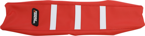 Ribbed Seat Cover - Red Cover/White Ribs - Gas Gas