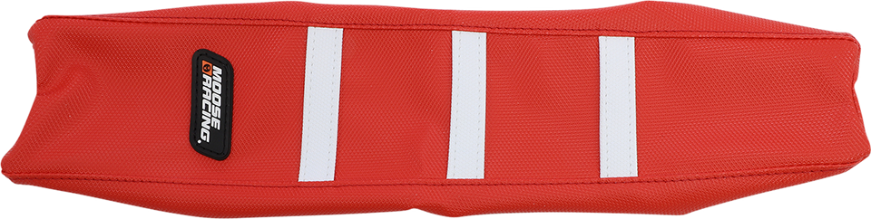 Ribbed Seat Cover - Red Cover/White Ribs - Gas Gas
