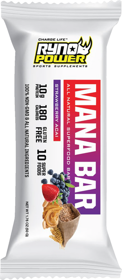 Mana Protein Bar - Strawberry Acai - 12 Pack with Display Caddy
