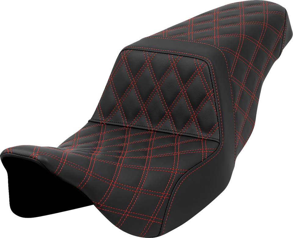 Step-Up Seat - Lattice Stitch - Red Stitch - FLH/FLT 08-23