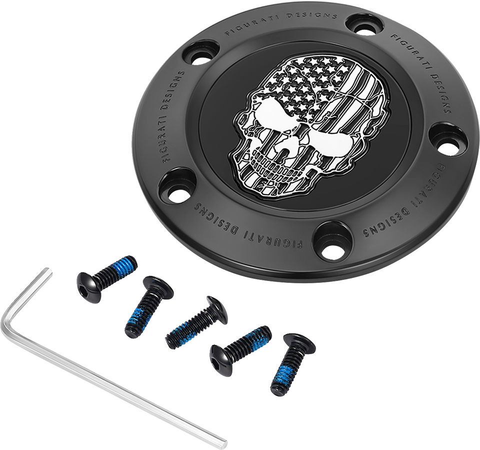 Timing Cover - 5 Hole - Skull - Contrast Cut - Black - Lutzka's Garage
