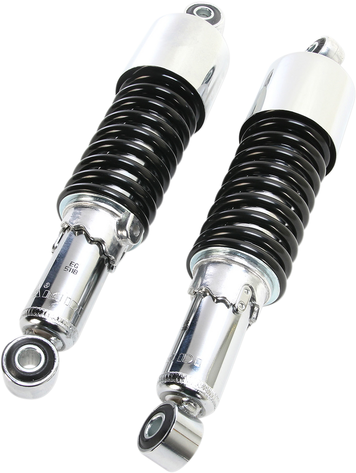 Custom Shorty Shocks with Shroud - Chrome Body/Black Spring Finish - Eye Lowering