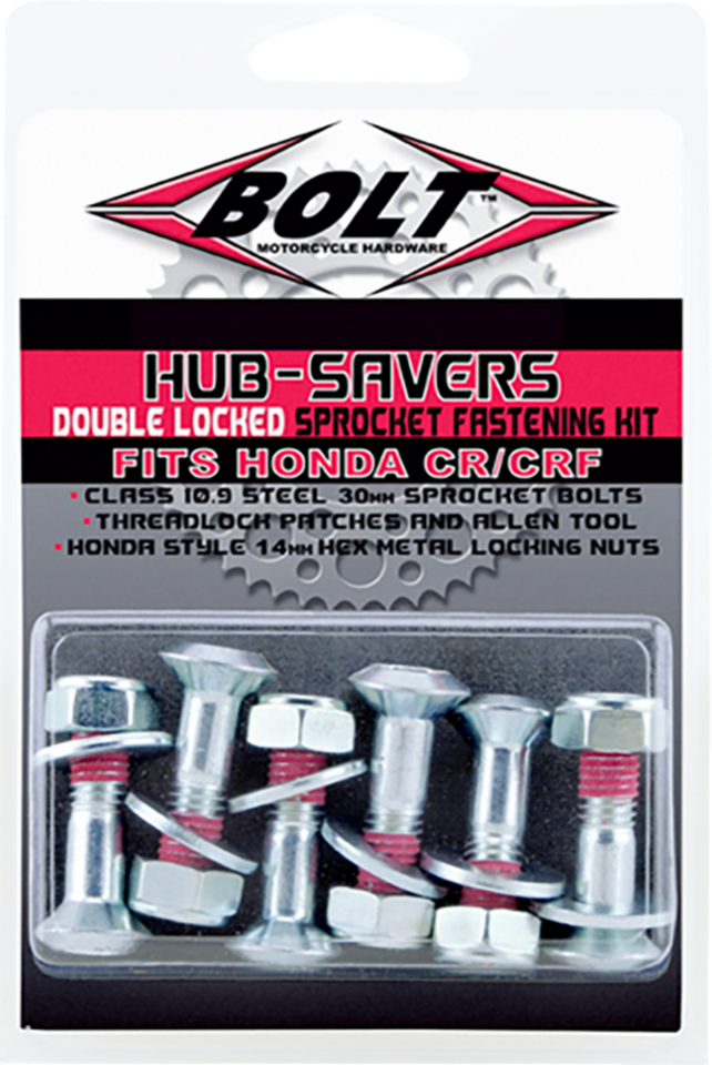 Fastener Kit - Hub-Savers/Sprocket - Double Locked - Silver - 6 Pack - Honda - Lutzka's Garage