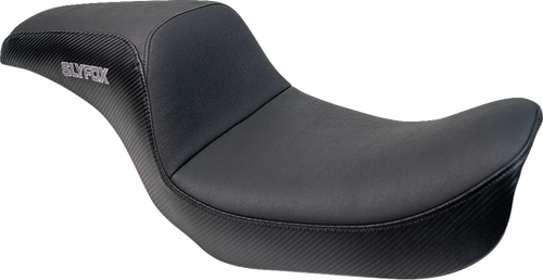 Slyfox Seat - Gray Logo - Black Vinyl w/ Slipstop - Carbon Fiber - Dyna - Lutzka's Garage
