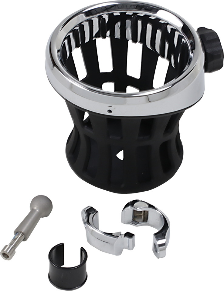 Drink Holder - 7/8" & 1" Handlebar Mount - Chrome/Chrome Clamp