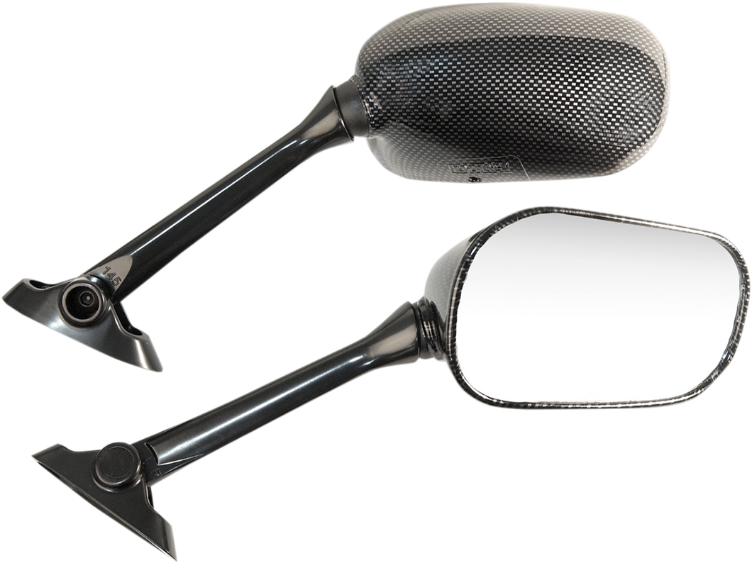 Mirror - Side View - Black/Carbon Fiber - Rectangle - Right - Suzuki