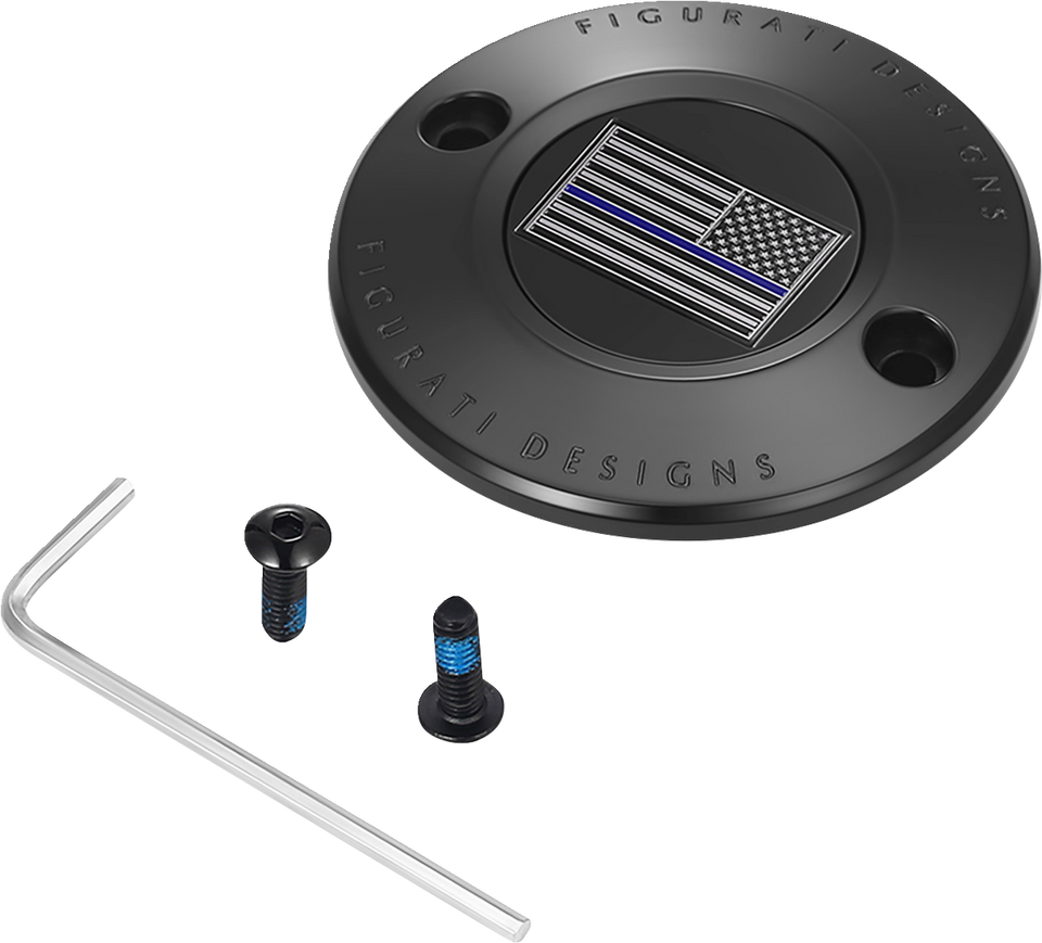 Timing Cover - 2 Hole - Blue Line American Flag - Black - Lutzka's Garage