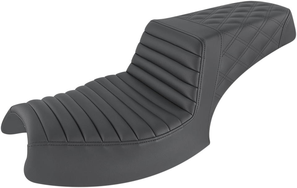 Step-Up Seat - Front Tuck-n-Roll/Rear Lattice - Black - Challenger - Lutzka's Garage