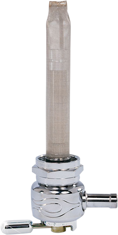 Round Fuel Valve - Flamed Chrome - 22 mm