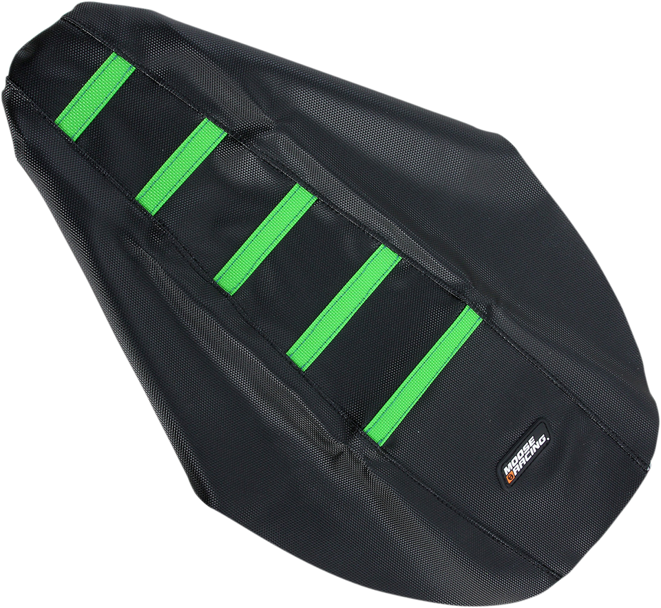 Ribbed Seat Cover - Black Cover/Green Ribs - Kawasaki